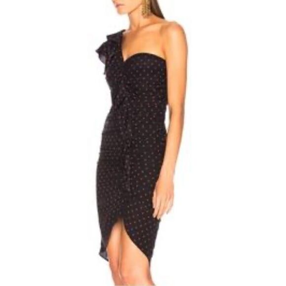 NWT Veronica Beard Leona Dress Black/Red
Polka Dot One Shoulder Ruffle Size 2 - Picture 6 of 16